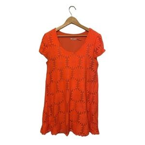 KIMCHI BLUE Neon Orange Floral Lace Dress